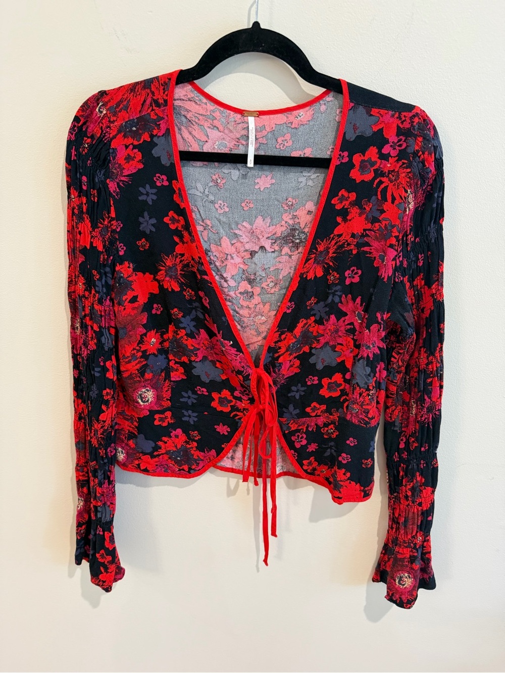 Free People Tie-Front Floral Top